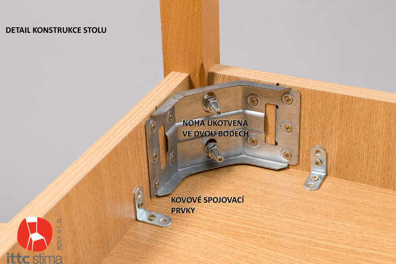 Jídelní stůl MINI FORTE – pevné provedení, zaoblené rohy, dub sonoma - KOSTRA: buk