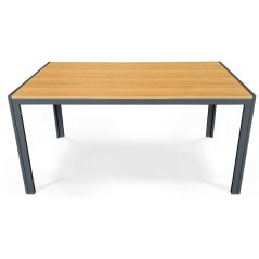 Zahradní stůl METRAXO — 150x90 cm, kov, polywood, hnědá Autronic