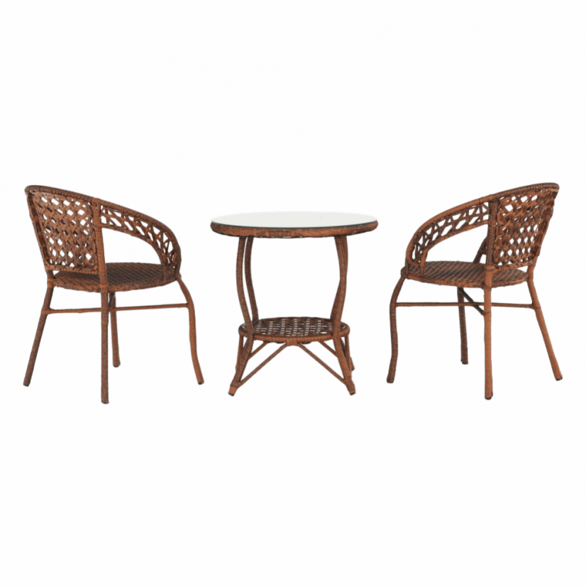 Zahradní set JARUB — ratan, sklo, hnědá Kondela