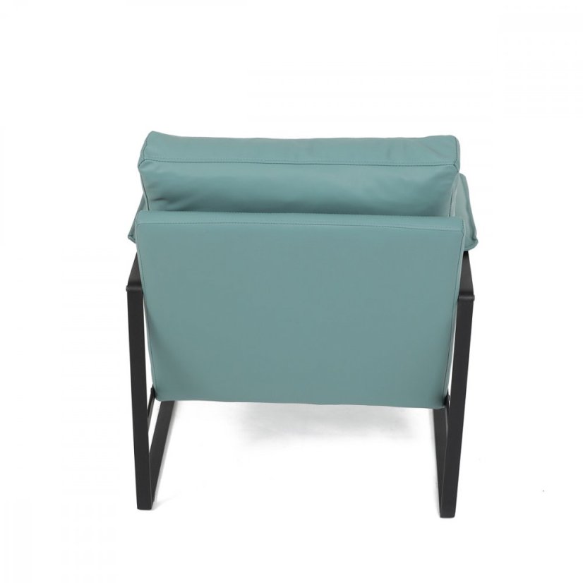 Dizajnové kreslo TUVIN — kov, ekokoža, modrá