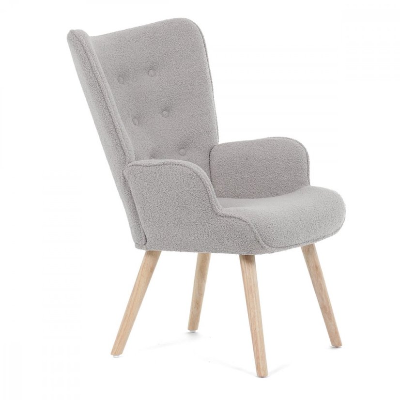 Relaxační křeslo ušák PARIS– masiv, látka, šedá Autronic