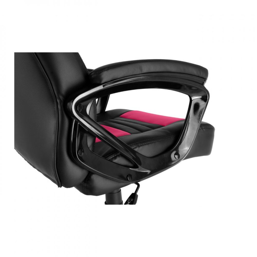 Herná stolička A-RACER Q12 –⁠ PU koža, čierna/ružová