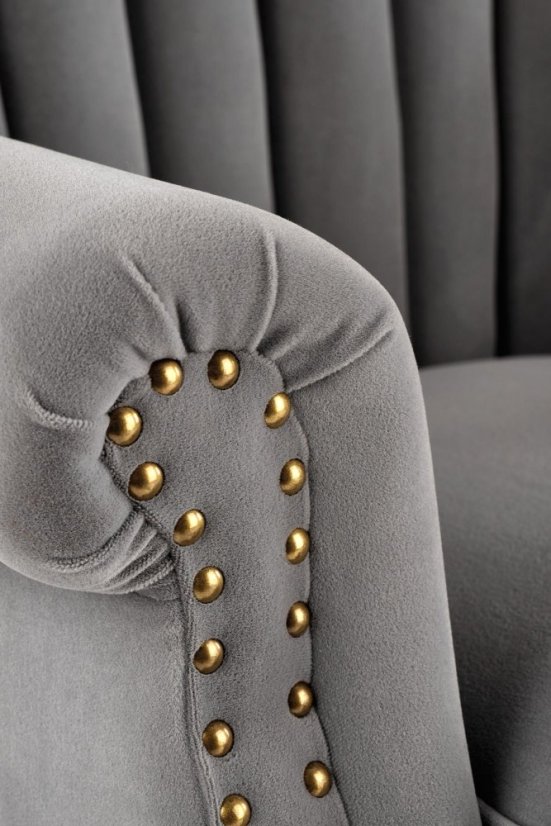 Relaxační křeslo ušák TITAN — masiv buk, látka, šedá