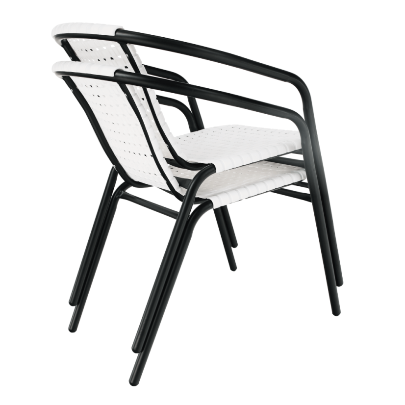 Zahradní židle BERGOLA — kov, plast, černá / bílá Kondela