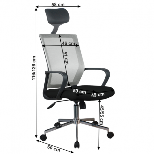 Kancelářská otočná židle DAKIN — světlešedá/černá