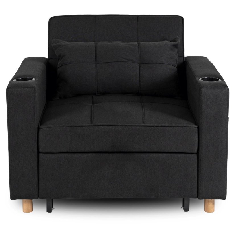 Elegantné ergonomické kreslo SOLOR v čiernej farbe - s držiakom na pitie