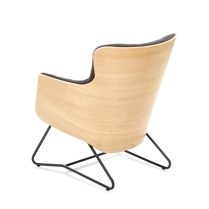 Designové relaxační křeslo CHILLOUT — tmavě šedá / přírodní dub Halmar