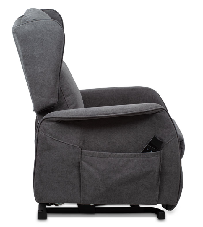 TV křeslo ušák SANDUR s elektrickým polohováním — šedá látka, kov Autronic
