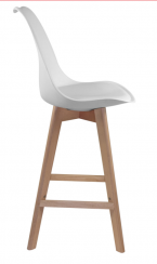 Barová stolička QUATRO — plast/masív buk, biela