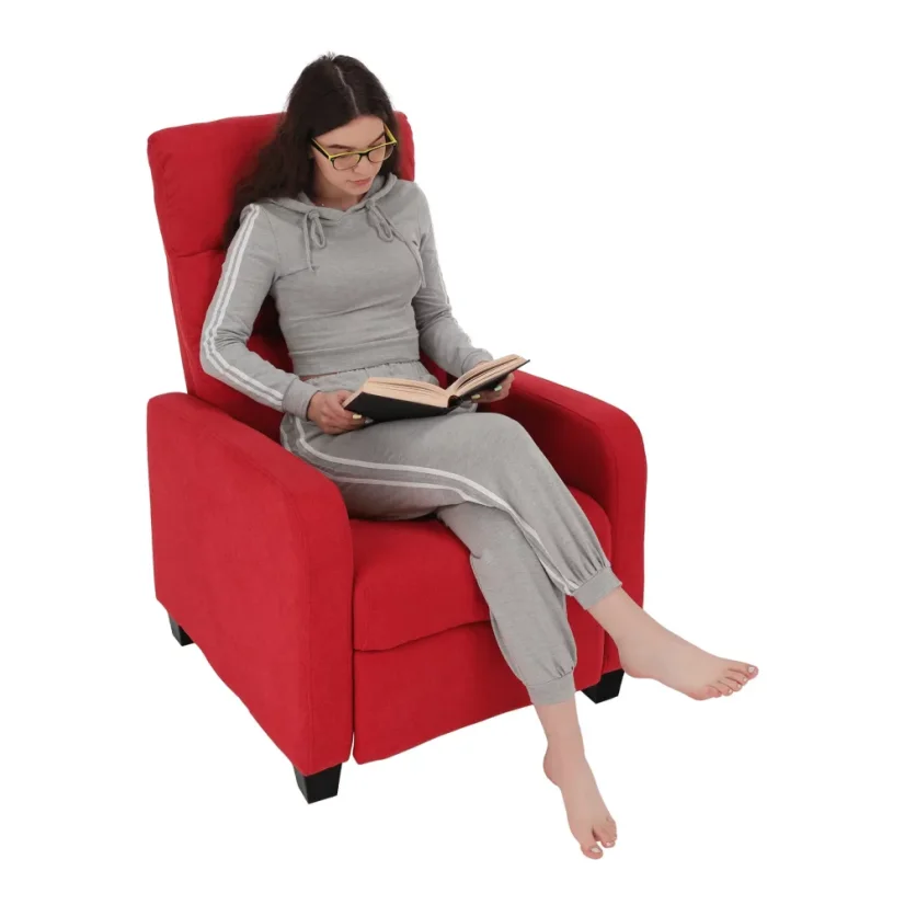 Polohovací relaxační křeslo TURNER — látka, červená Kondela