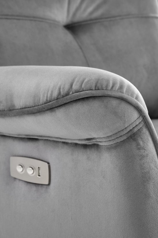 TV kreslo SEMIR s elektrickým polohovaním - látka, šedá