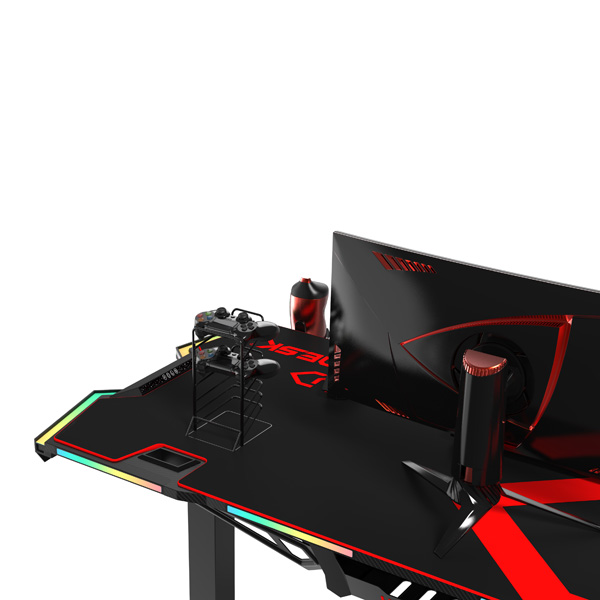 Herní stůl ULTRADESK FORCE – červená, 166x70 cm, RBG podsvícení