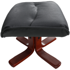 Masážní křeslo s podnožkou AUREL — kůže/ekokůže, černá, nosnost 150 kg Kondela