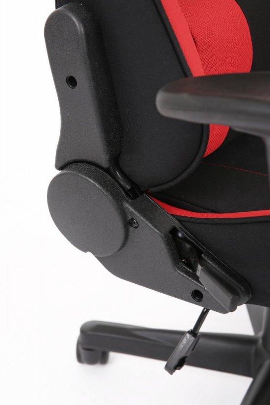 Herná stolička CAYMAN – plast, látka, čierna / červená