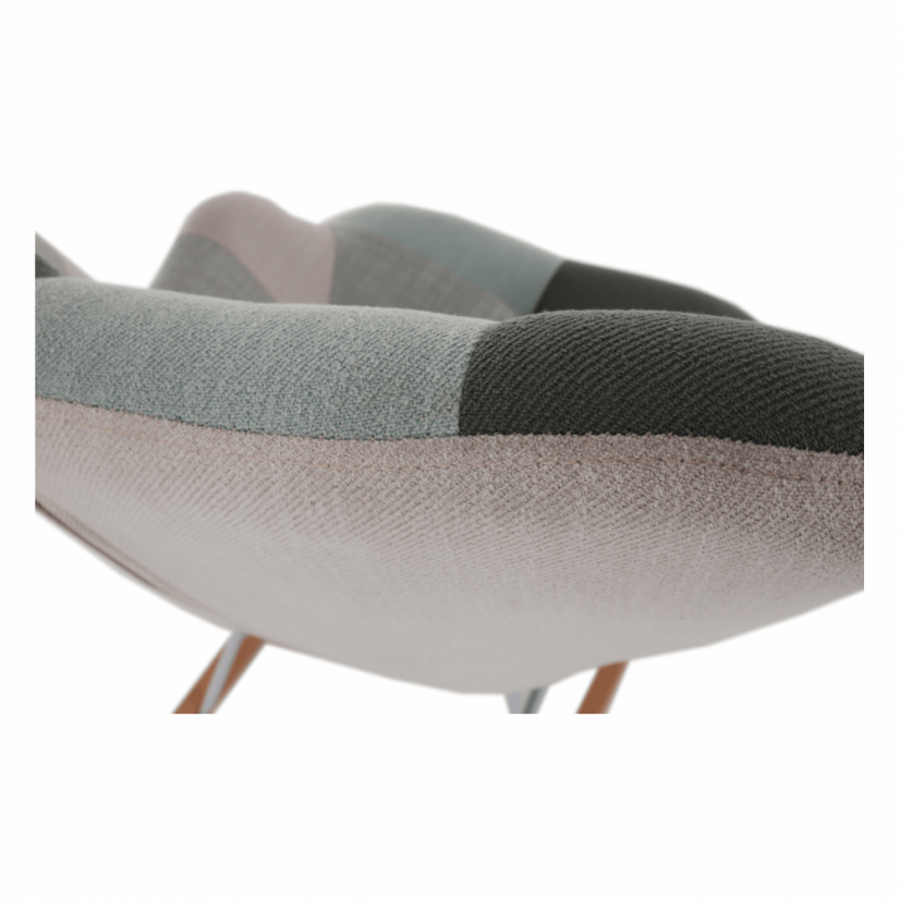 Houpací křeslo GERON — dřevo, kov, látka patchwork Kondela