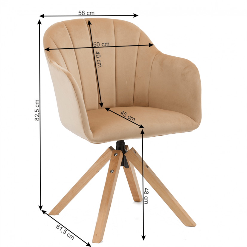 Otočné jedálenské kresielko DALIO – látka, masív, viac farieb - Čalúnenie DALIO: béžová / buk