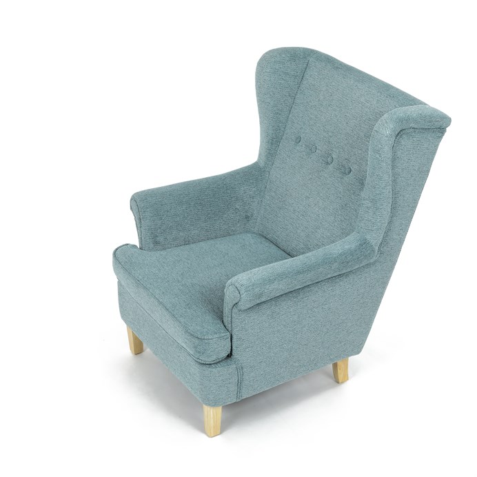 Relaxační křeslo ušák BEILY - masiv, látka, modrá Autronic