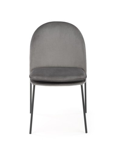 Jídelní židle HIXON — kov, sametová látka, šedá