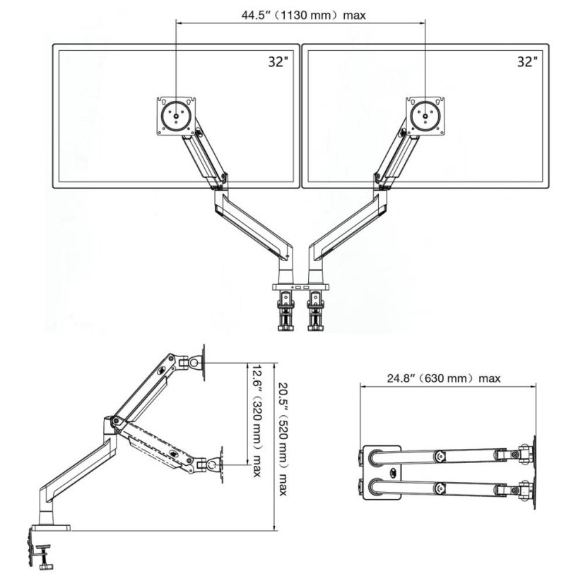 Ergonomický držiak 2 monitorov NB G32