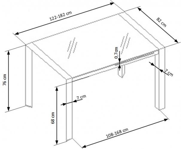 Jídelní rozkládací stůl ARABIS – 122x82x76 (+60) kov/sklo, béžový