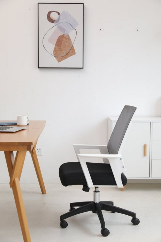 Kancelárska stolička DURANGO - sieťovina, šedá / biela