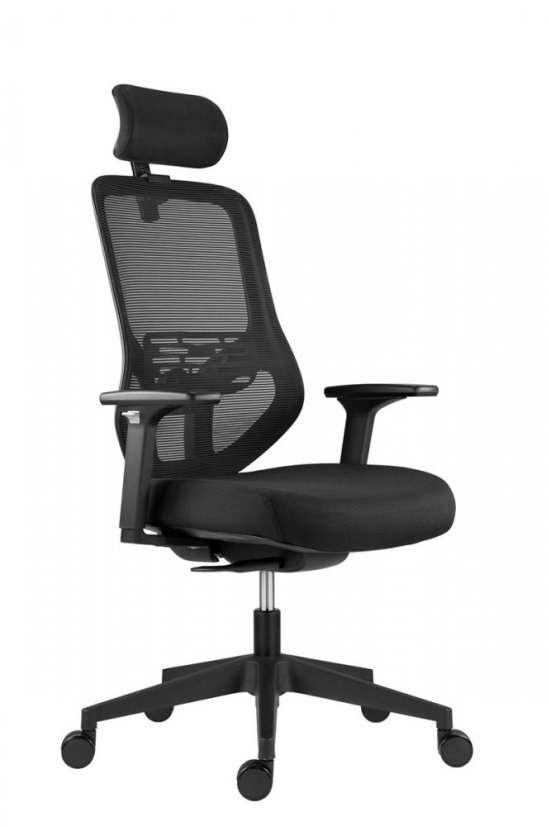 Kancelárska ergonomická stolička ATOMIC - látková / sieťovina, čierna, nosnosť 130 kg