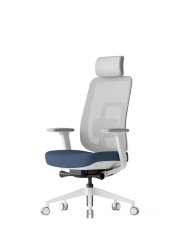 Ergonomická kancelárska stolička K42 WHITE SP – sieť/čalúnená, modrá