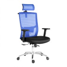 Kancelárska ergonomická stolička SCALA — čierna / modra, nosnosť 150 kg