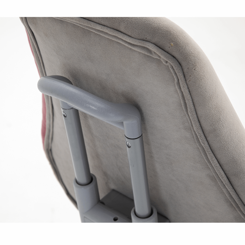 Detská rastúca stolička RAIDON – látka, plast, sivá / ružová