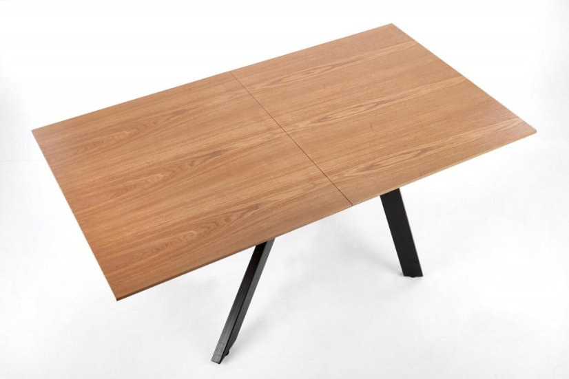 Jídelní rozkládací stůl CAPITAL –? 160x90x76 (+40), dub/kov, černý Halmar