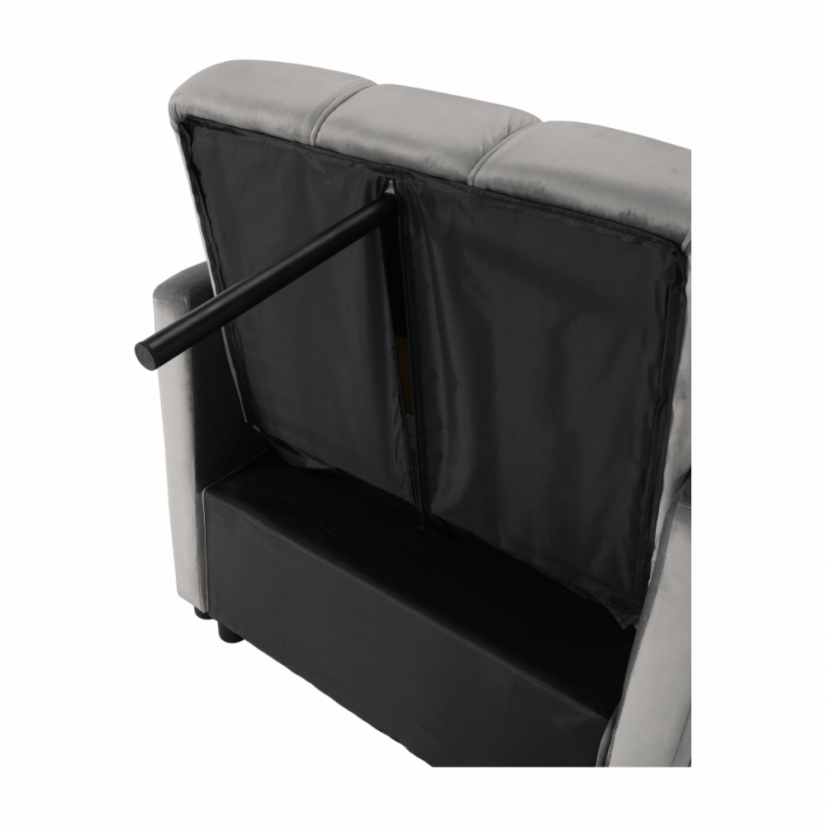 Rozkládací křeslo IGRIM — světlešedá látka/plast