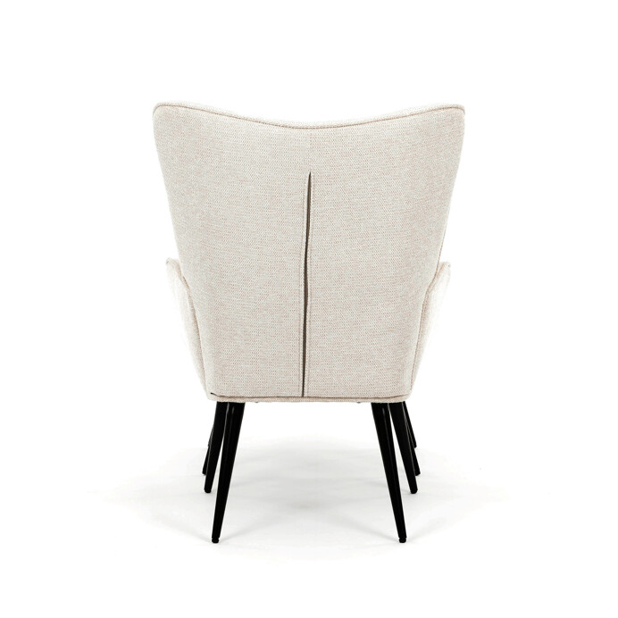 Luxusní relaxační křeslo NUVOLA s taburetem –  vodoodpudivá, sametová, béžová látka Autronic