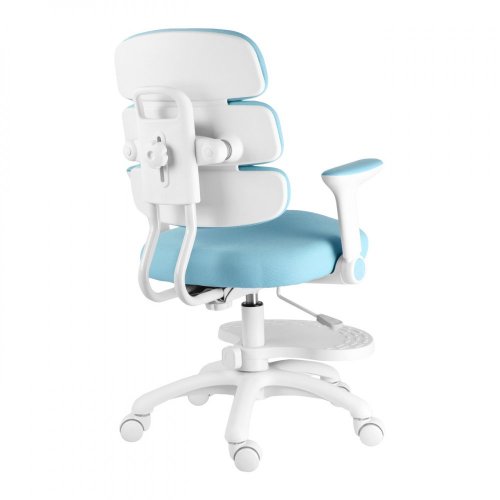 Detská rastúca stolička GRIDDY — látka, biela / modrá