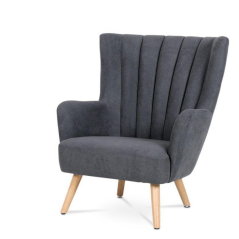 Kreslo ušiak MASET — masív, látka šedá, nosnosť 130 kg