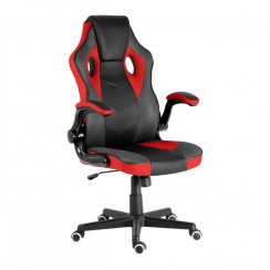 Herní židle A-RACER Q14 –⁠ látka/PU kůže, černo-červená
