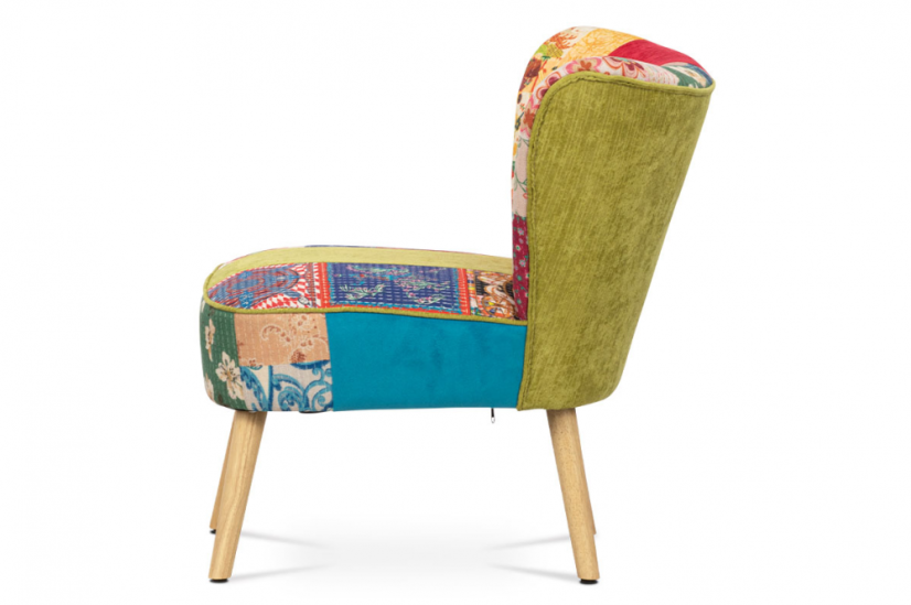 Francouzské křesílko TIMIS - masiv kaučukovník, patchwork