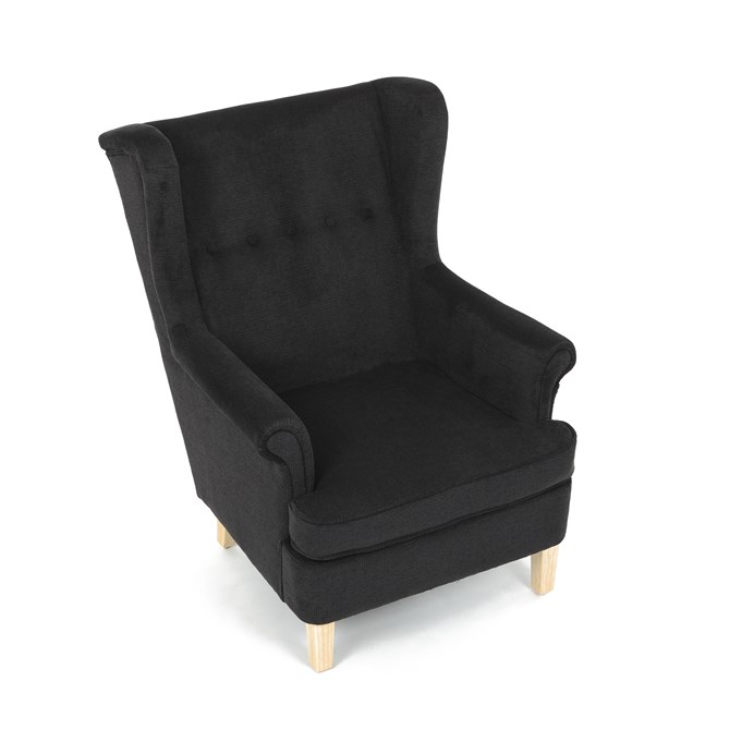 Relaxační křeslo ušák BEILY - masiv, látka, černá Autronic