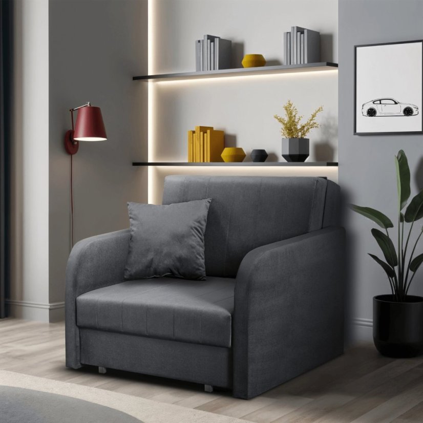 Jednolôžkové rozkladacie kreslo VERO Sivé