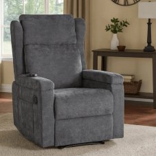 Masážne kreslo SEBASTIAN – Tmavo šedá látka, multifunkčná relaxácia