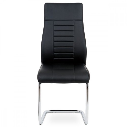 Jídelní židle CLARK — chrom, ekokůže, černá