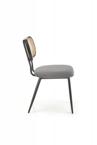 Jídelní židle VANTA — kov, umělý ratan, šedá
