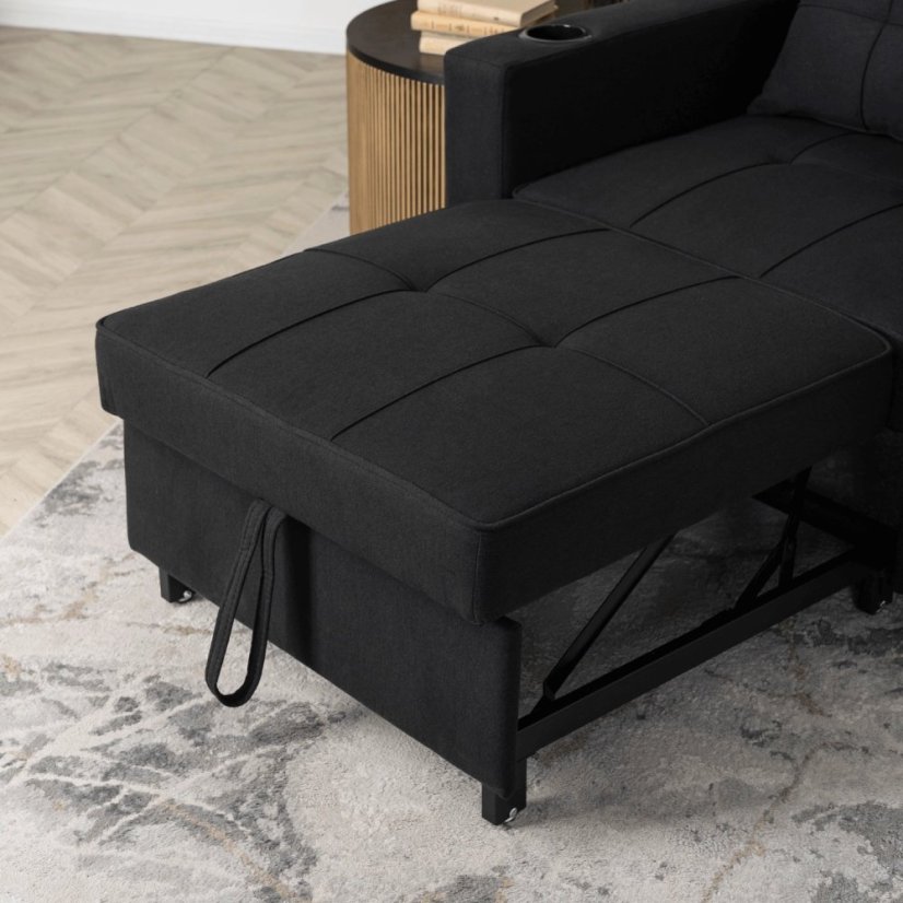 Elegantné ergonomické kreslo SOLOR v čiernej farbe - s držiakom na pitie