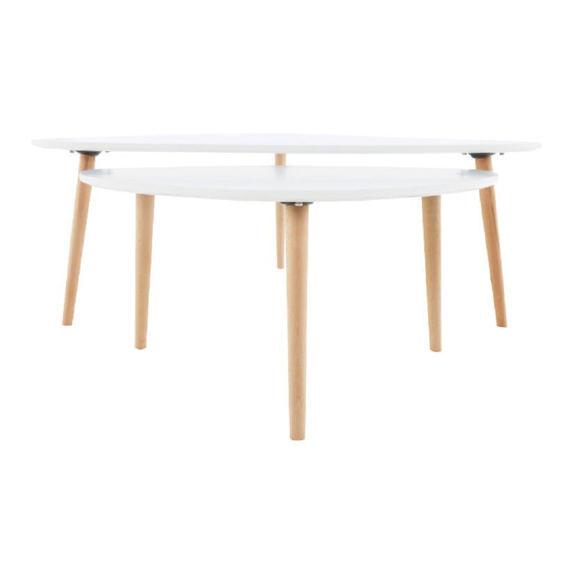 Set konferenčných stolíkov FOLKO — biela / buk