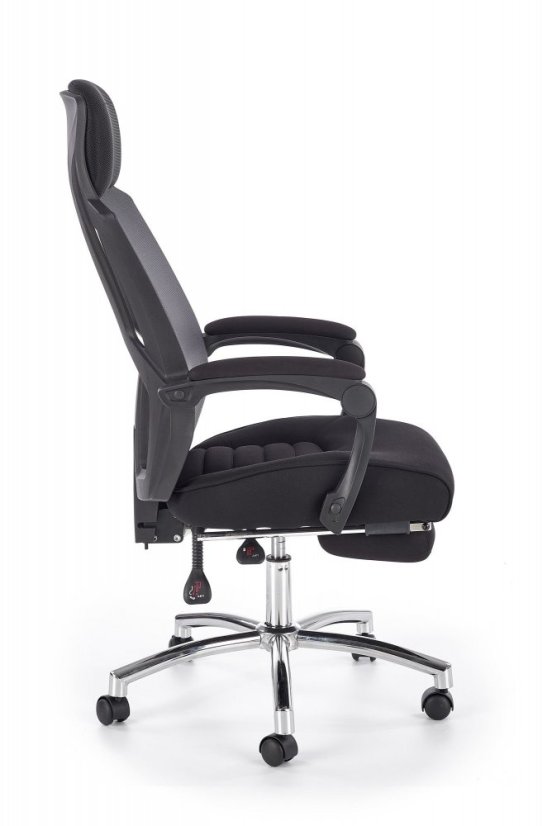 Kancelárske kreslo s podnožkou FREEMAN – látka, sieť, čierna / šedá