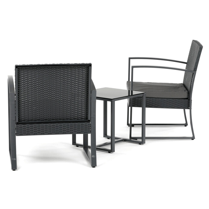 Záhradný set SIESTA 1+2 – sivý polyratan, sklenená doska