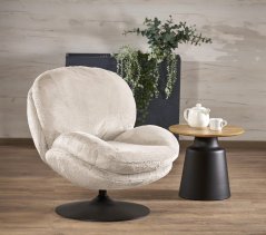 Relaxačné kreslo SHELL, krémová látka s otočnou funkciou