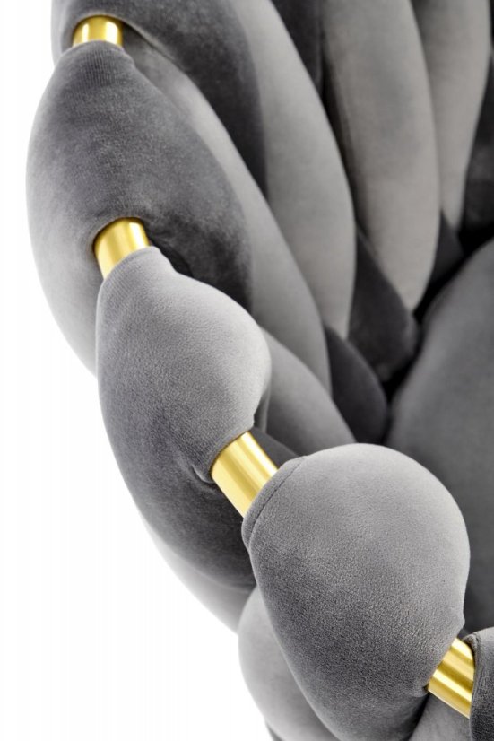 Jedálenské kreslo RIOLA — oceľ, látka, zlatá / šedá