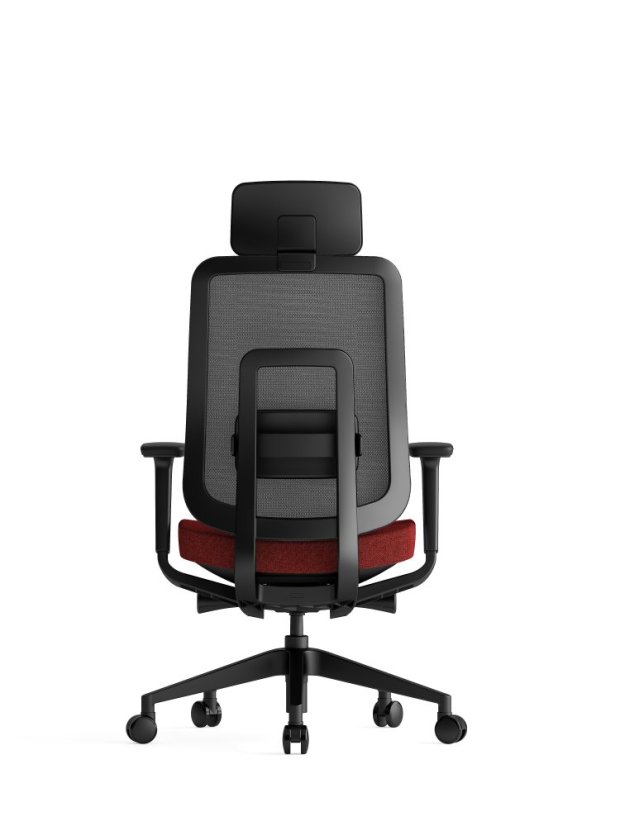 Kancelářská ergonomická židle K42  SP – síť/ čalouněná, červená
