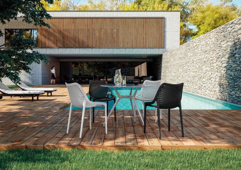 Plastové křeslo BILROS — nosnost 150 kg, šedá