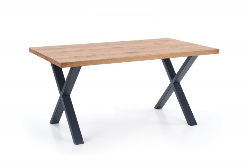 Jídelní rozkládací stůl XAVIER – 160x90x76 (+90), dub, černý Halmar